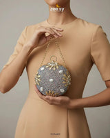 Royal Leaf's Rhinestone Clutch Bag ACCESSORIES - Zeesy Jewellery Pakistan | Premium Artificial & Imitation Jewellery