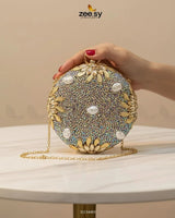 Royal Leaf's Rhinestone Clutch Bag ACCESSORIES - Zeesy Jewellery Pakistan | Premium Artificial & Imitation Jewellery
