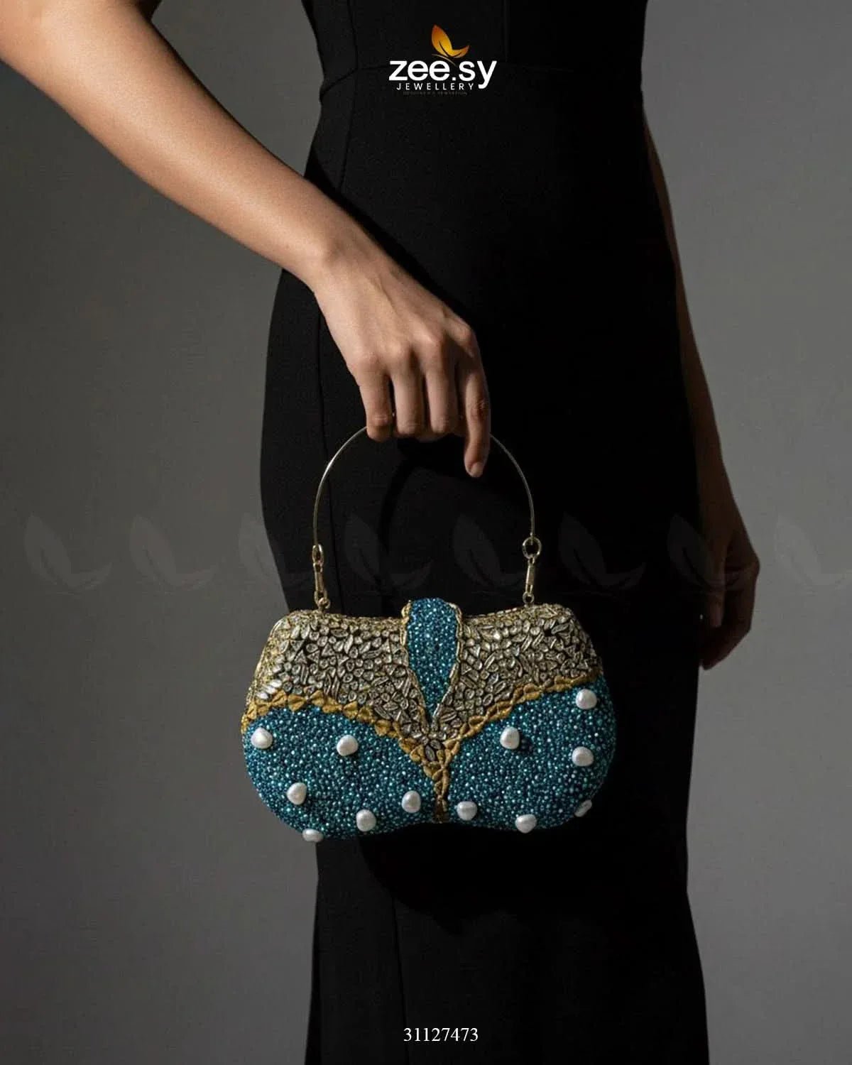 Tropical Azure Butterfly Clutch Bag ACCESSORIES - Zeesy Jewellery Pakistan | Premium Artificial & Imitation Jewellery