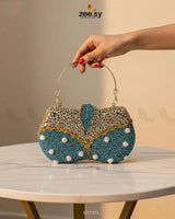 Tropical Azure Butterfly Clutch Bag ACCESSORIES - Zeesy Jewellery Pakistan | Premium Artificial & Imitation Jewellery