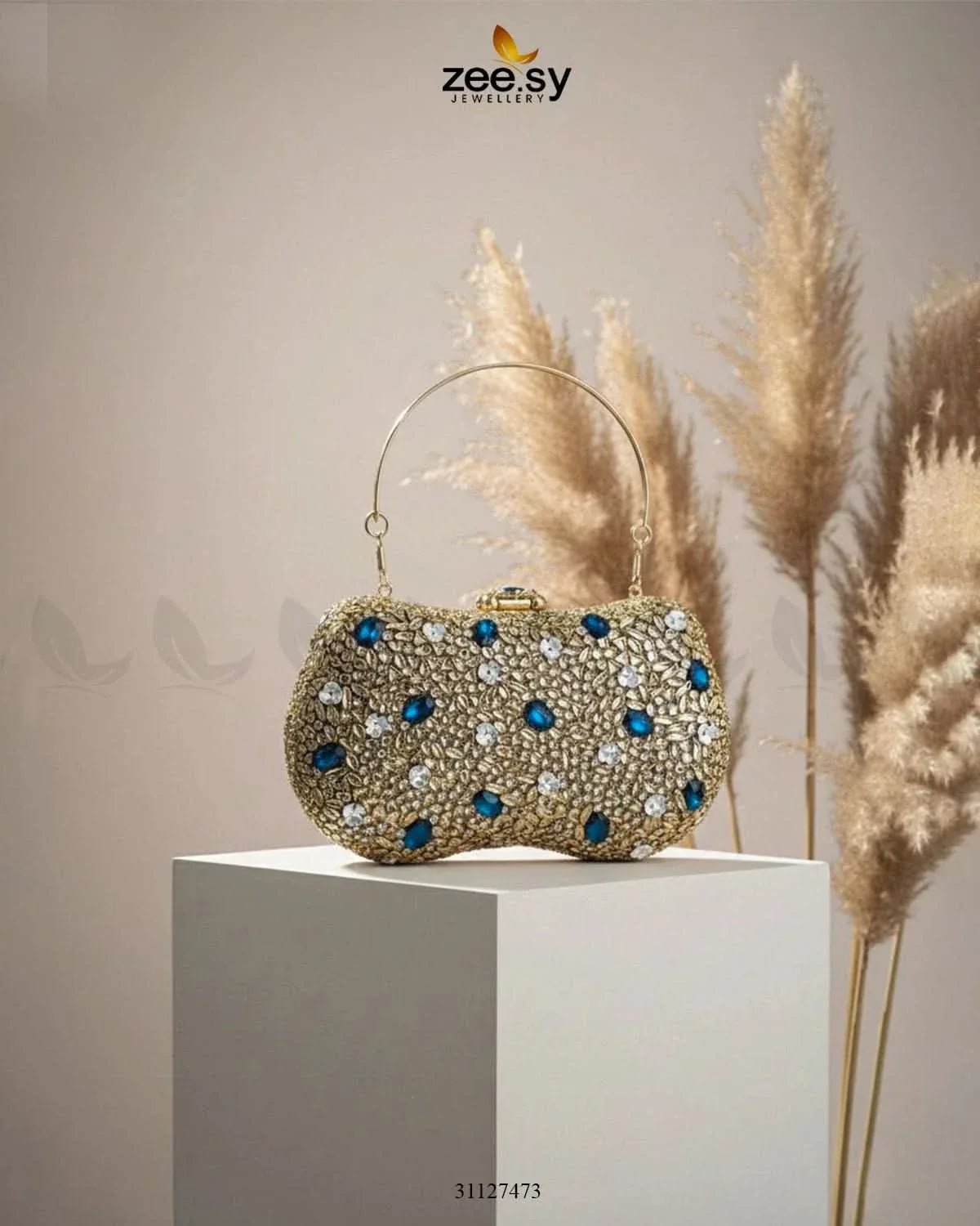 Tropical Azure Butterfly Clutch Bag ACCESSORIES - Zeesy Jewellery Pakistan | Premium Artificial & Imitation Jewellery