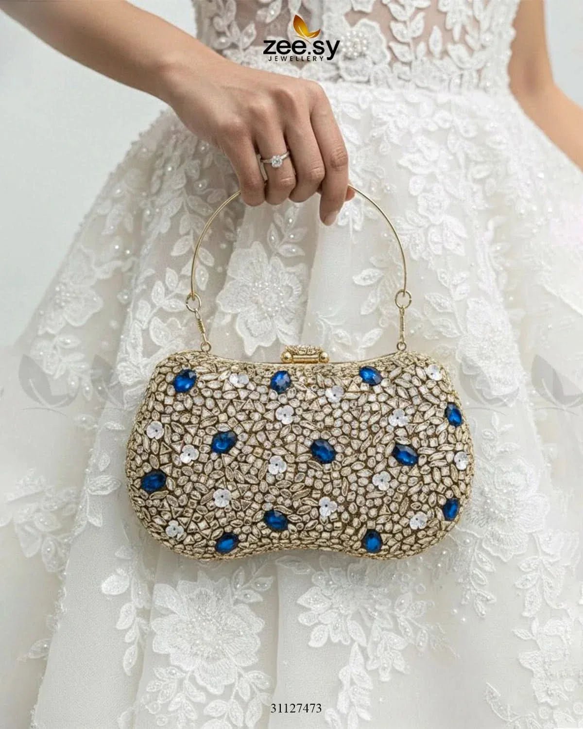 Tropical Azure Butterfly Clutch Bag ACCESSORIES - Zeesy Jewellery Pakistan | Premium Artificial & Imitation Jewellery