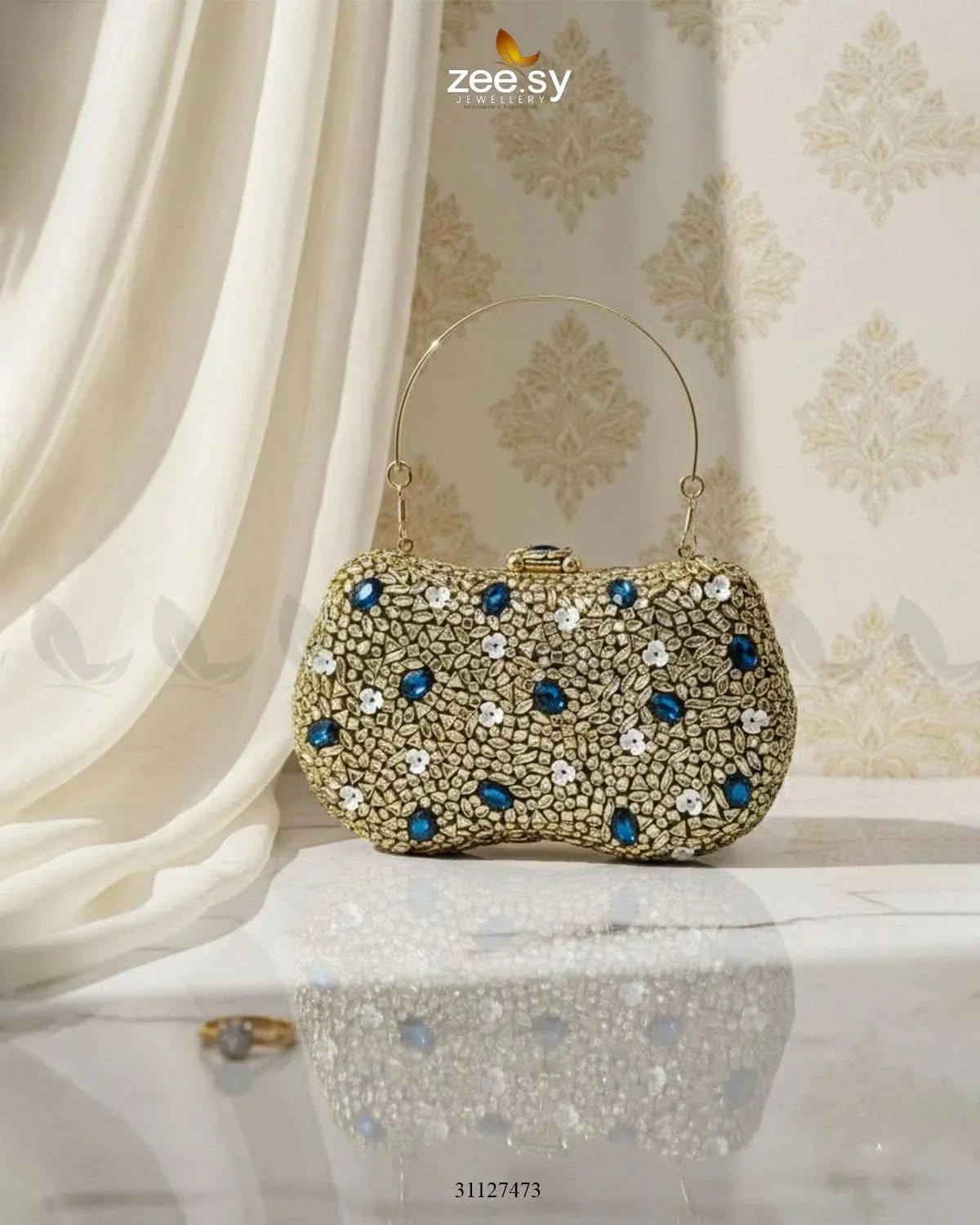 Tropical Azure Butterfly Clutch Bag ACCESSORIES - Zeesy Jewellery Pakistan | Premium Artificial & Imitation Jewellery