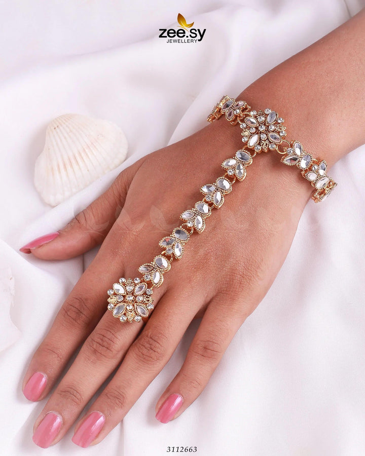 Elegant Anja Bracelet Golden White ACCESSORIES - Zeesy Jewellery Pakistan | Premium Artificial & Imitation Jewellery