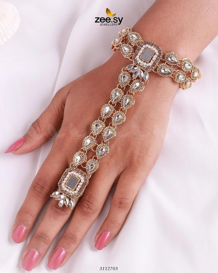 Exuberant Anja Bracelet Golden White ACCESSORIES - Zeesy Jewellery Pakistan | Premium Artificial & Imitation Jewellery