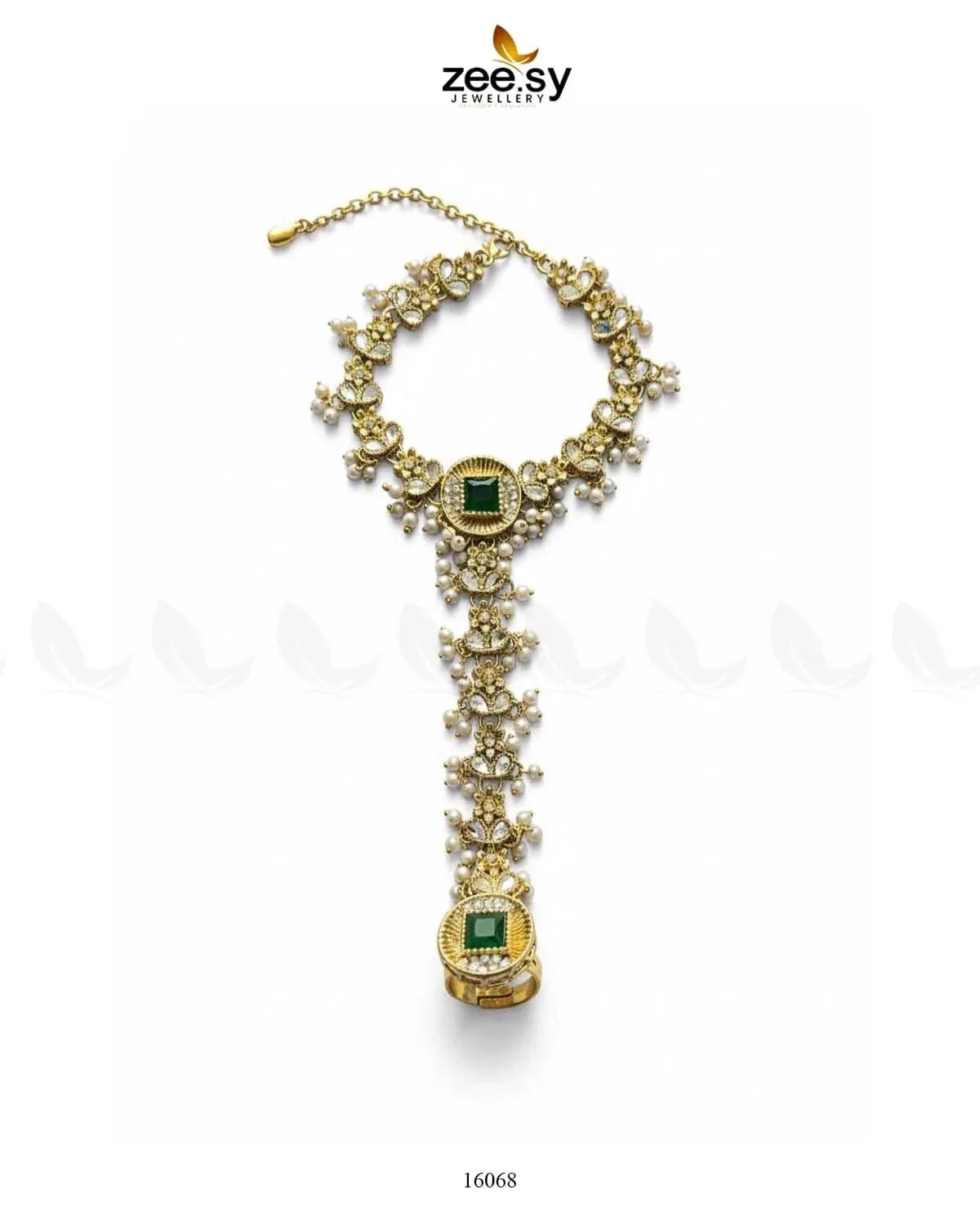 Majestic Azalea Hand Anja Accessories Golden Green ACCESSORIES - Zeesy Jewellery Pakistan | Premium Artificial & Imitation Jewellery