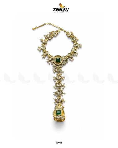Majestic Azalea Hand Anja Accessories Golden Green ACCESSORIES - Zeesy Jewellery Pakistan | Premium Artificial & Imitation Jewellery