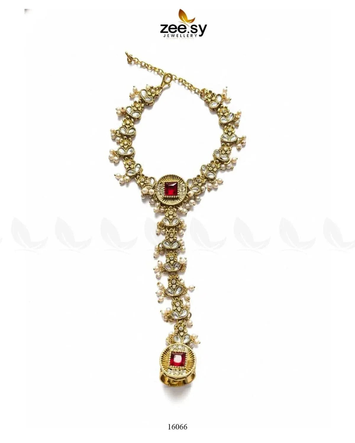 Majestic Azalea Hand Anja Accessories Golden Red ACCESSORIES - Zeesy Jewellery Pakistan | Premium Artificial & Imitation Jewellery