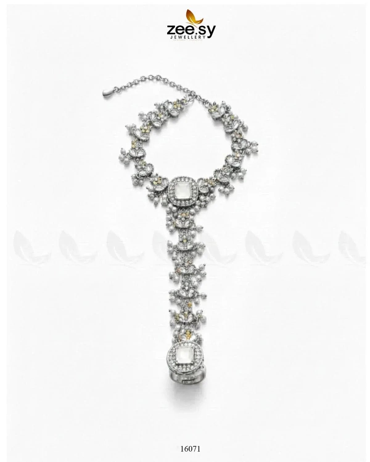 Majestic Azalea Hand Anja Accessories Silver White ACCESSORIES - Zeesy Jewellery Pakistan | Premium Artificial & Imitation Jewellery