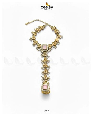 Majestic Azalea Hand Anja Accessories Golden Mint Pink ACCESSORIES - Zeesy Jewellery Pakistan | Premium Artificial & Imitation Jewellery