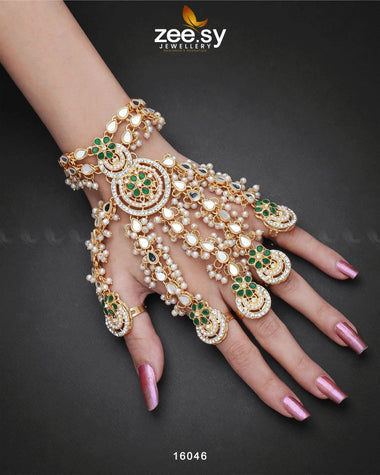 Phool Hath Accessories Golden Green ACCESSORIES - Zeesy Jewellery Pakistan | Premium Artificial & Imitation Jewellery