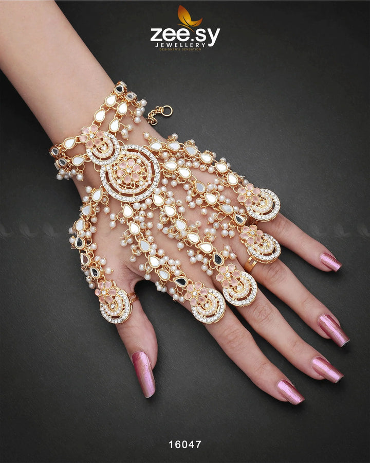 Phool Hath Accessories Golden Mint Pink ACCESSORIES - Zeesy Jewellery Pakistan | Premium Artificial & Imitation Jewellery