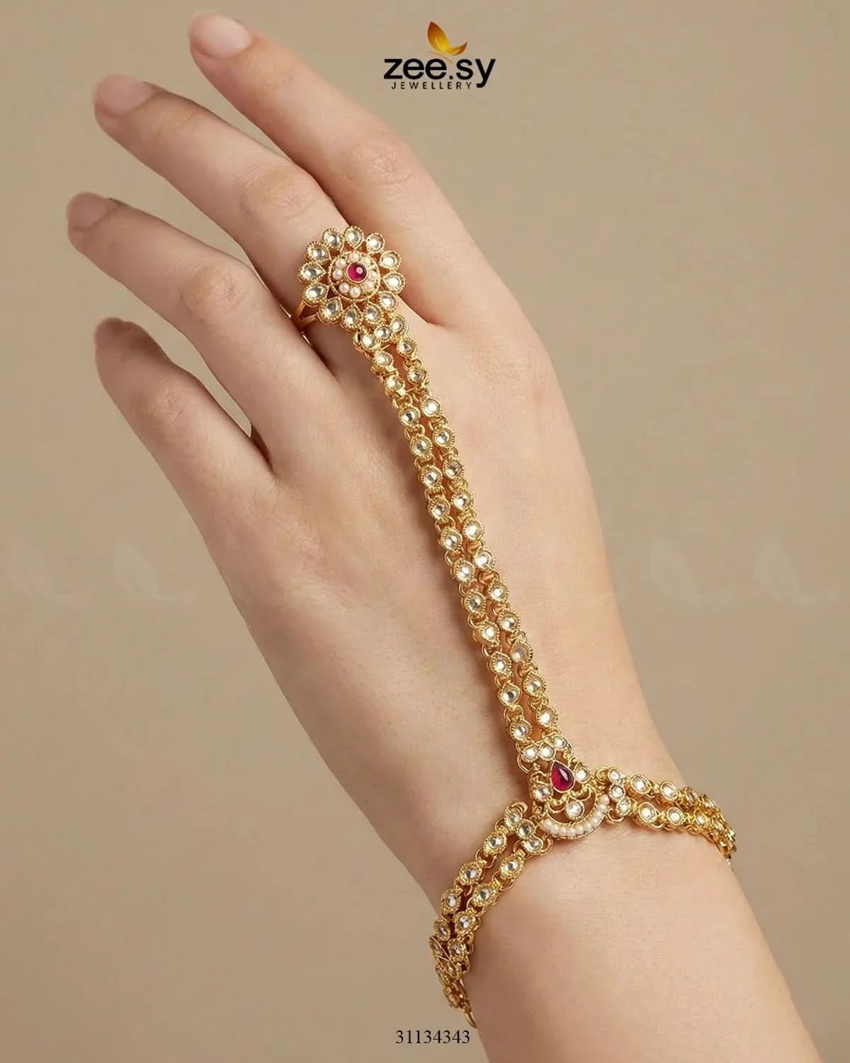 Zarmina Floral Kundan Anja Bracelet ACCESSORIES - Zeesy Jewellery Pakistan | Premium Artificial & Imitation Jewellery