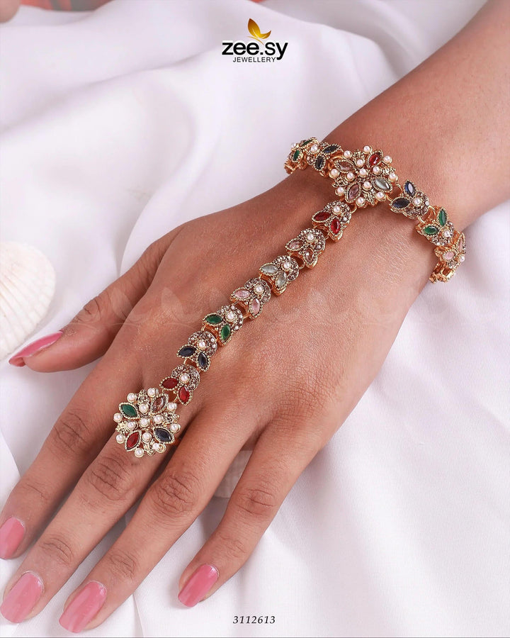 Bellflower Bracelet Golden Multi Anja - Zeesy Jewellery Pakistan | Premium Artificial & Imitation Jewellery