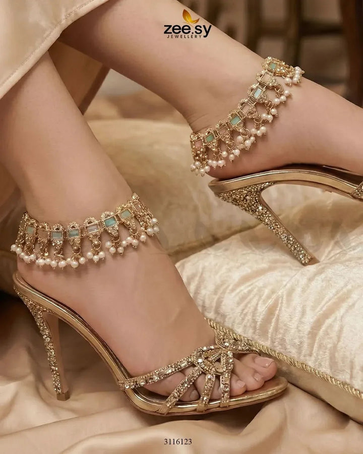 Rutilated Anklet Anklets - Zeesy Jewellery Pakistan | Premium Artificial & Imitation Jewellery