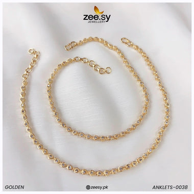 ANKLETS-0038 Golden Anklets - Zeesy Jewellery Pakistan | Premium Artificial & Imitation Jewellery