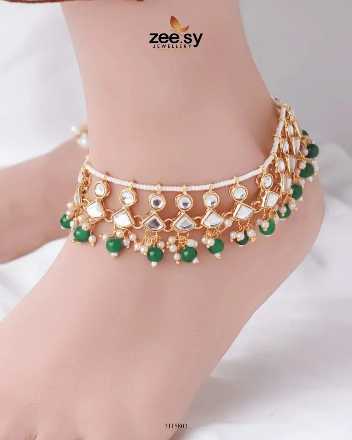 Benitoite Anklets Green Anklets - Zeesy Jewellery Pakistan | Premium Artificial & Imitation Jewellery