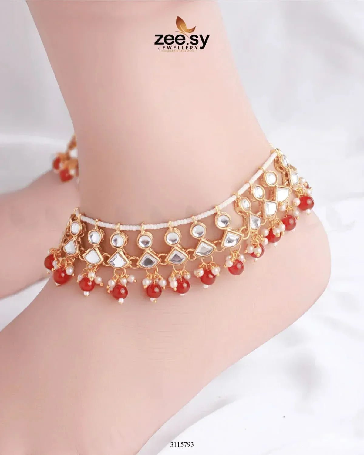 Benitoite Anklets Red Anklets - Zeesy Jewellery Pakistan | Premium Artificial & Imitation Jewellery