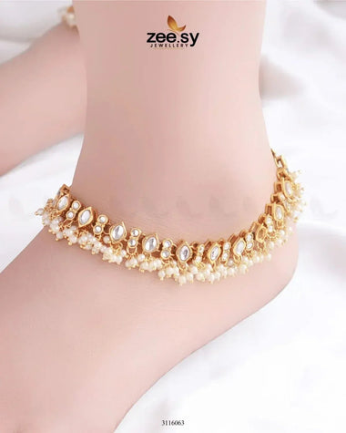 Enstatite Anklets Golden white Anklets - Zeesy Jewellery Pakistan | Premium Artificial & Imitation Jewellery
