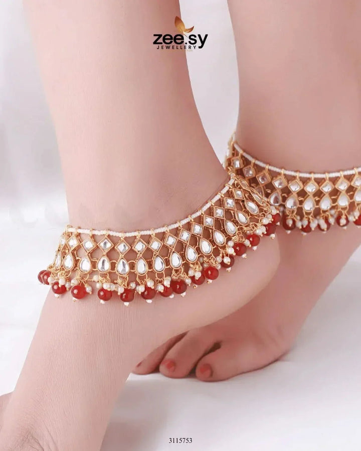 Tanzanite Anklet Red Anklets - Zeesy Jewellery Pakistan | Premium Artificial & Imitation Jewellery