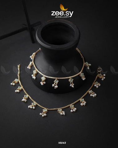 Cubic Anklets Mint Green Anklets - Zeesy Jewellery Pakistan | Premium Artificial & Imitation Jewellery
