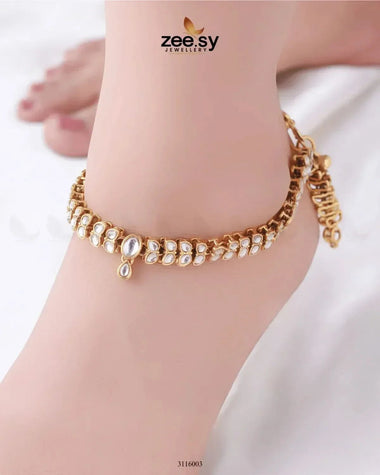 Arezzo Anklet Golden white Anklets - Zeesy Jewellery Pakistan | Premium Artificial & Imitation Jewellery