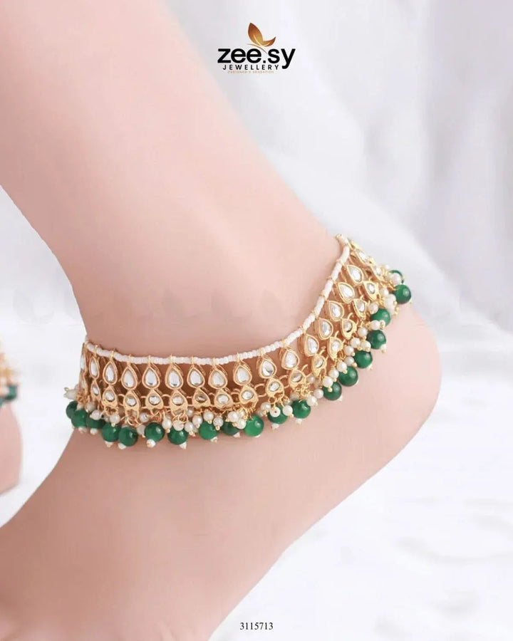 Atefeh Anklet Green Anklets - Zeesy Jewellery Pakistan | Premium Artificial & Imitation Jewellery