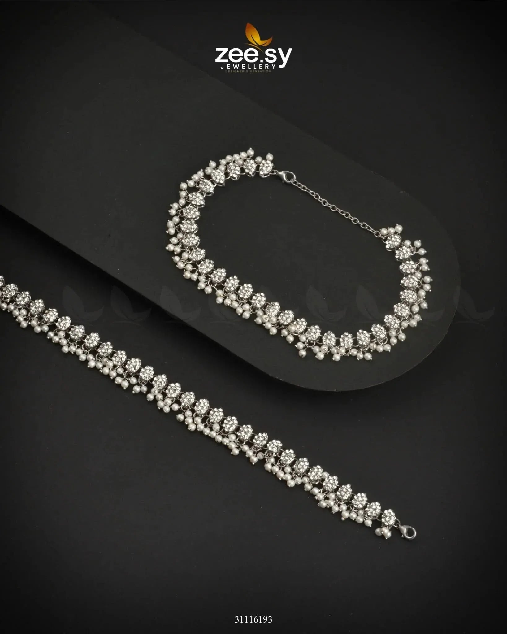 Zephyr Delicate Shimmer Anklets Silver Anklets - Zeesy Jewellery Pakistan | Premium Artificial & Imitation Jewellery