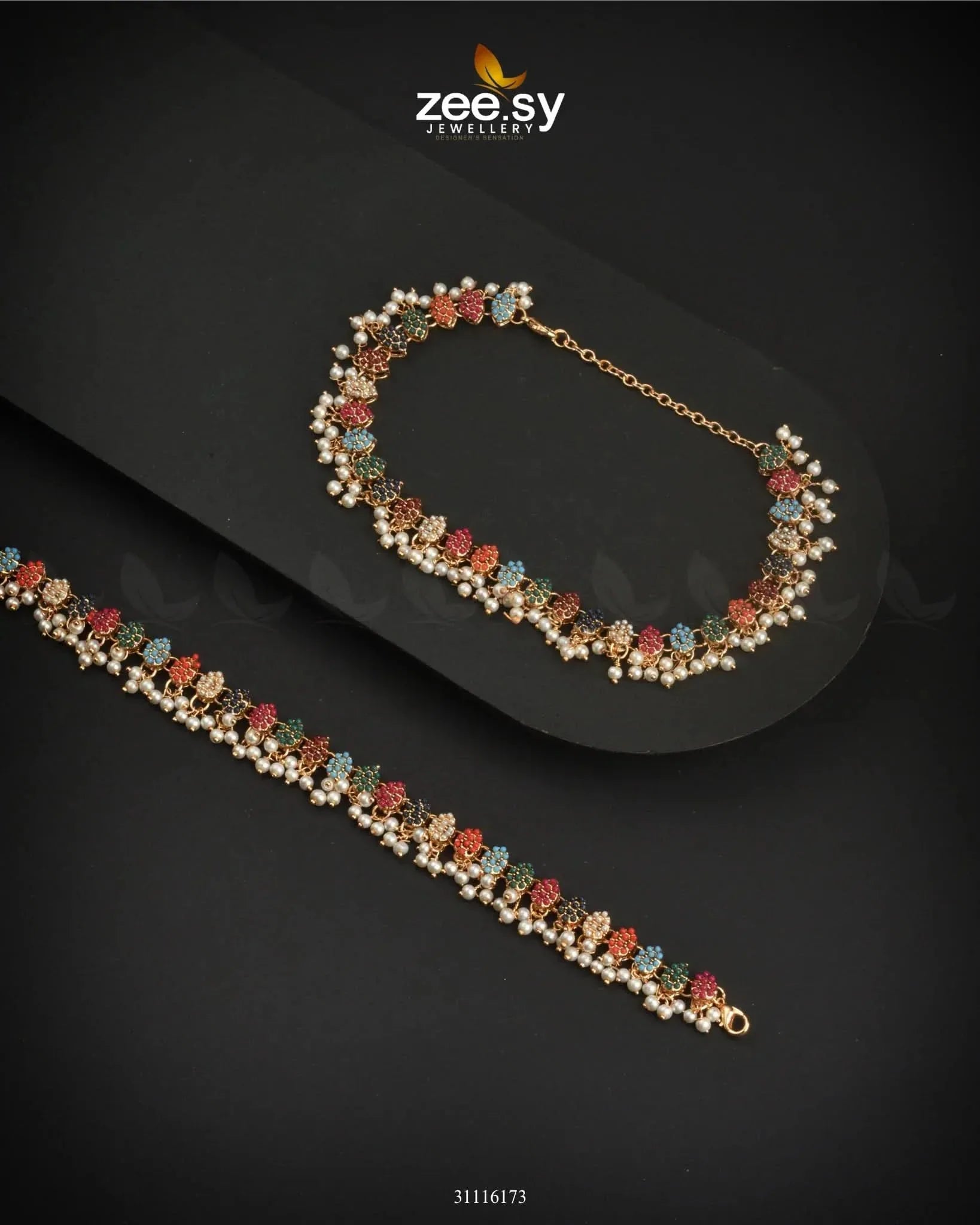 Zephyr Delicate Shimmer Anklets Multi Anklets - Zeesy Jewellery Pakistan | Premium Artificial & Imitation Jewellery