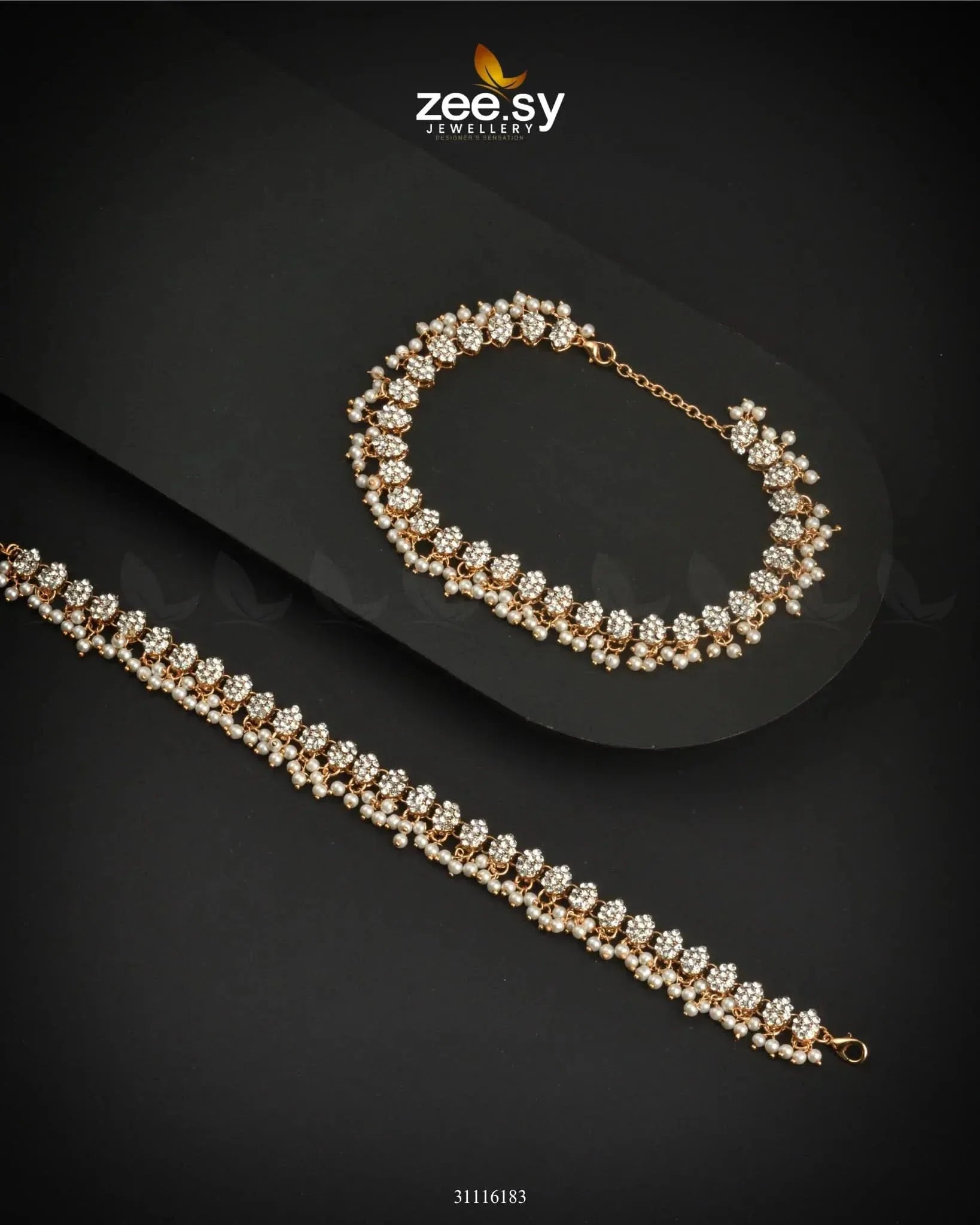 Zephyr Delicate Shimmer Anklets Pearl Anklets - Zeesy Jewellery Pakistan | Premium Artificial & Imitation Jewellery