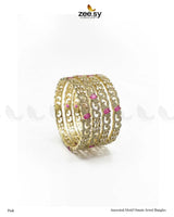 Ancestral Motif Ornate Jewel Bangles - Pink BANGLES - Zeesy Jewellery Pakistan | Premium Artificial & Imitation Jewellery