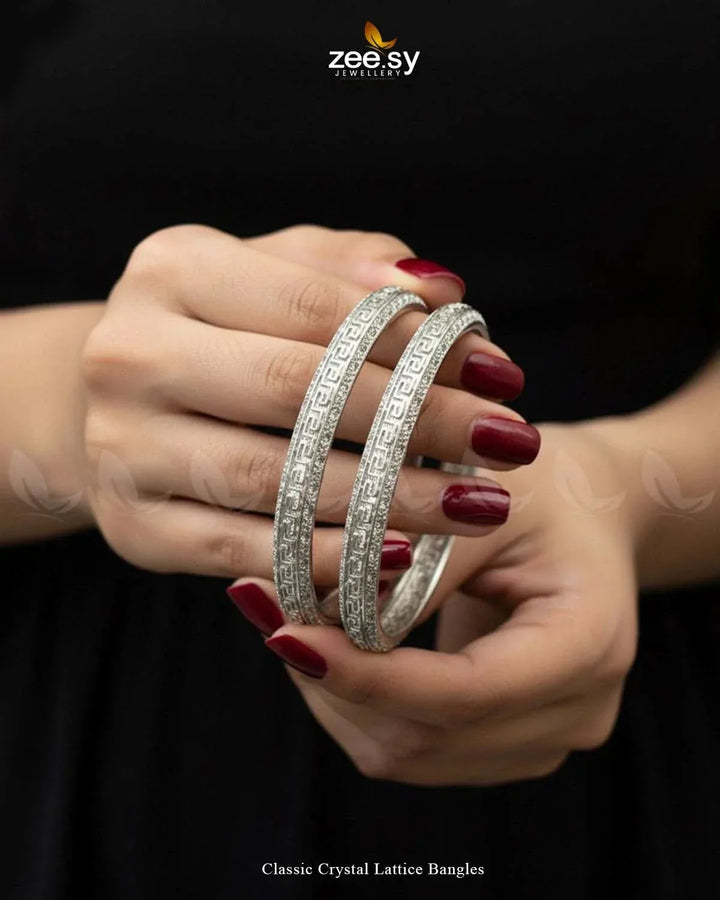 Classic Crystal Lattice Bangles BANGLES - Zeesy Jewellery Pakistan | Premium Artificial & Imitation Jewellery