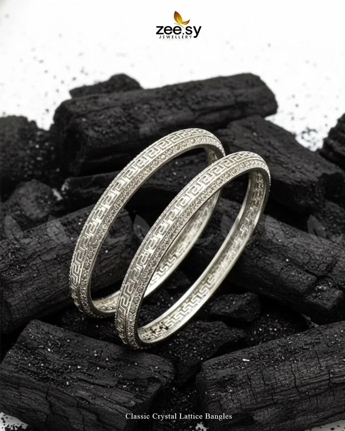 Classic Crystal Lattice Bangles BANGLES - Zeesy Jewellery Pakistan | Premium Artificial & Imitation Jewellery