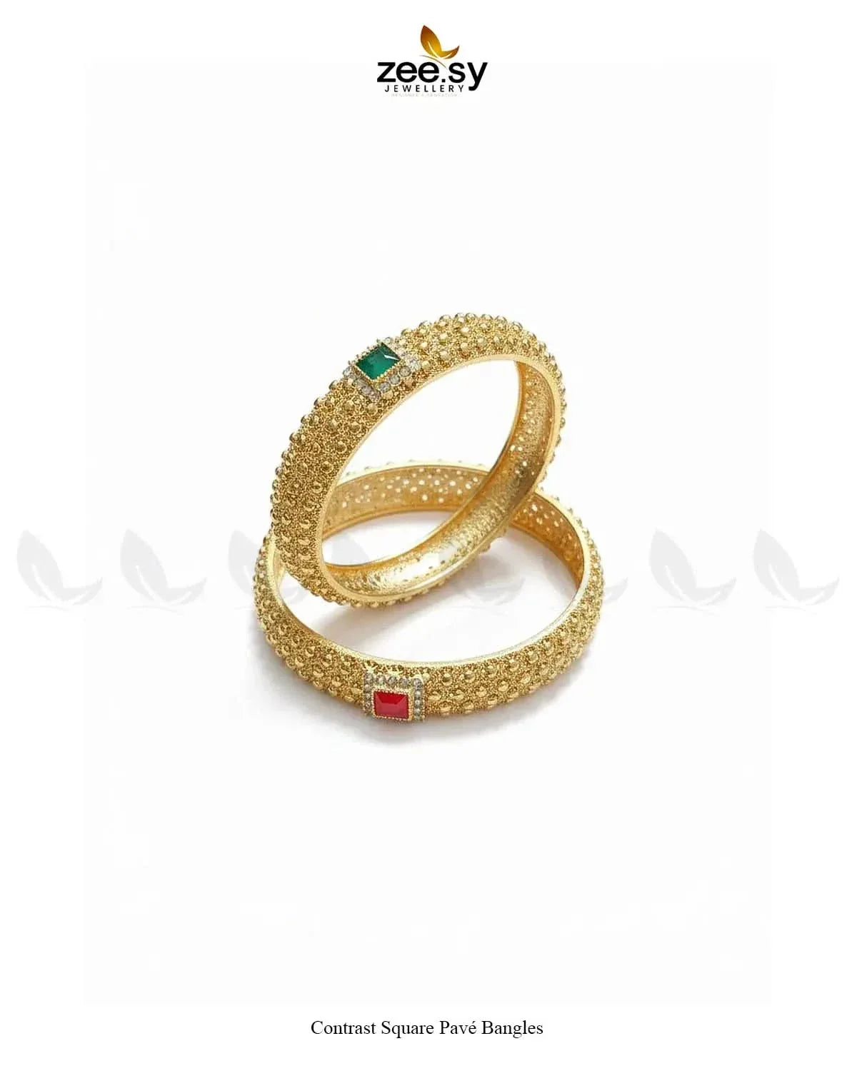 Contrast Square Pavé Bangles BANGLES - Zeesy Jewellery Pakistan | Premium Artificial & Imitation Jewellery