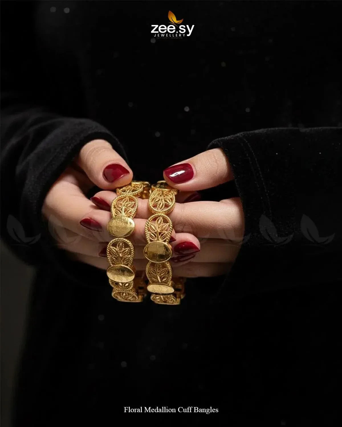 Floral Medallion Cuff Bangles BANGLES - Zeesy Jewellery Pakistan | Premium Artificial & Imitation Jewellery