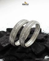 Geometric Cuff Key Bangles - Silver BANGLES - Zeesy Jewellery Pakistan | Premium Artificial & Imitation Jewellery