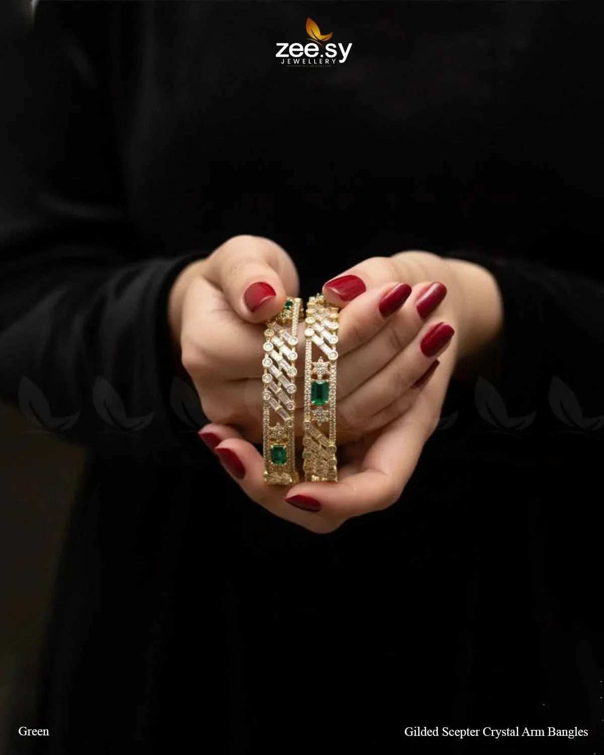 Gilded Scepter Crystal Arm Bangles BANGLES - Zeesy Jewellery Pakistan | Premium Artificial & Imitation Jewellery