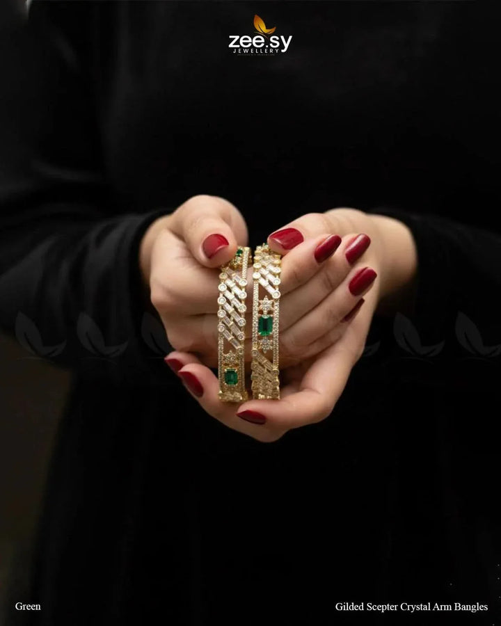 Gilded Scepter Crystal Arm Bangles BANGLES - Zeesy Jewellery Pakistan | Premium Artificial & Imitation Jewellery