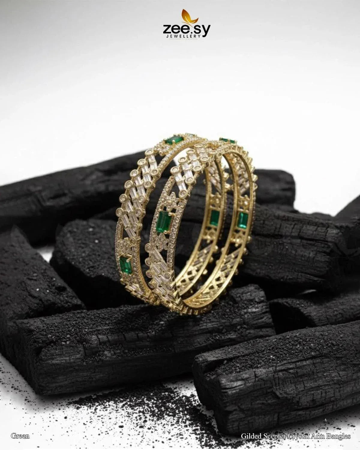 Gilded Scepter Crystal Arm Bangles BANGLES - Zeesy Jewellery Pakistan | Premium Artificial & Imitation Jewellery
