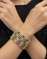 Luxurious Precious Formed Bangles - Blue BANGLES - Zeesy Jewellery Pakistan | Premium Artificial & Imitation Jewellery