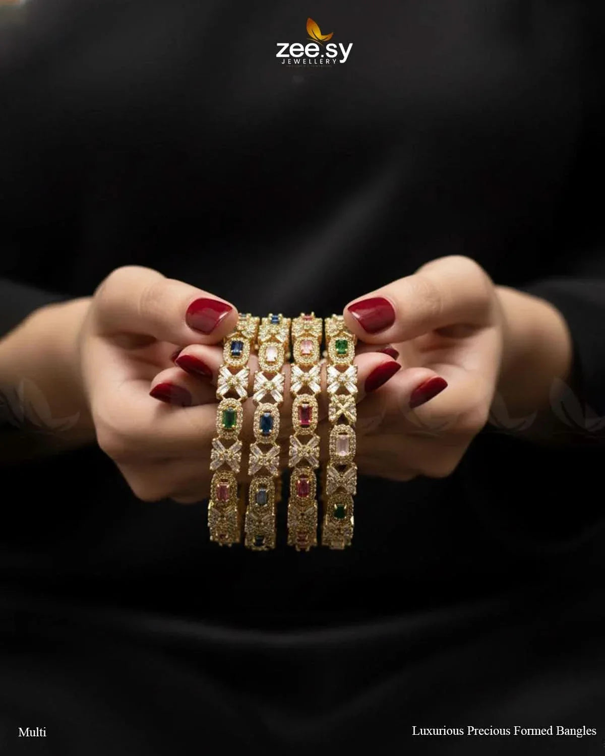 Luxurious Precious Formed Bangles - Multi BANGLES - Zeesy Jewellery Pakistan | Premium Artificial & Imitation Jewellery
