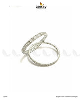 Regal Floral Geometric Bangles - Silver BANGLES - Zeesy Jewellery Pakistan | Premium Artificial & Imitation Jewellery