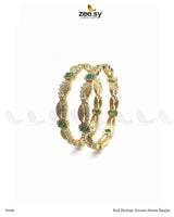 Rich Heritage Zirconia Stream Bangles - Green BANGLES - Zeesy Jewellery Pakistan | Premium Artificial & Imitation Jewellery
