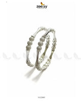 Sculptural Bamboo Bead Bangles - Silver BANGLES - Zeesy Jewellery Pakistan | Premium Artificial & Imitation Jewellery