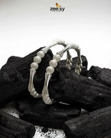 Sculptural Bamboo Bead Bangles - Silver BANGLES - Zeesy Jewellery Pakistan | Premium Artificial & Imitation Jewellery
