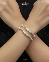 Sculptural Bamboo Bead Bangles - Silver BANGLES - Zeesy Jewellery Pakistan | Premium Artificial & Imitation Jewellery