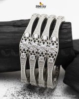 Rich Sentimental Tiered Motif Bangles - Silver BANGLES - Zeesy Jewellery Pakistan | Premium Artificial & Imitation Jewellery