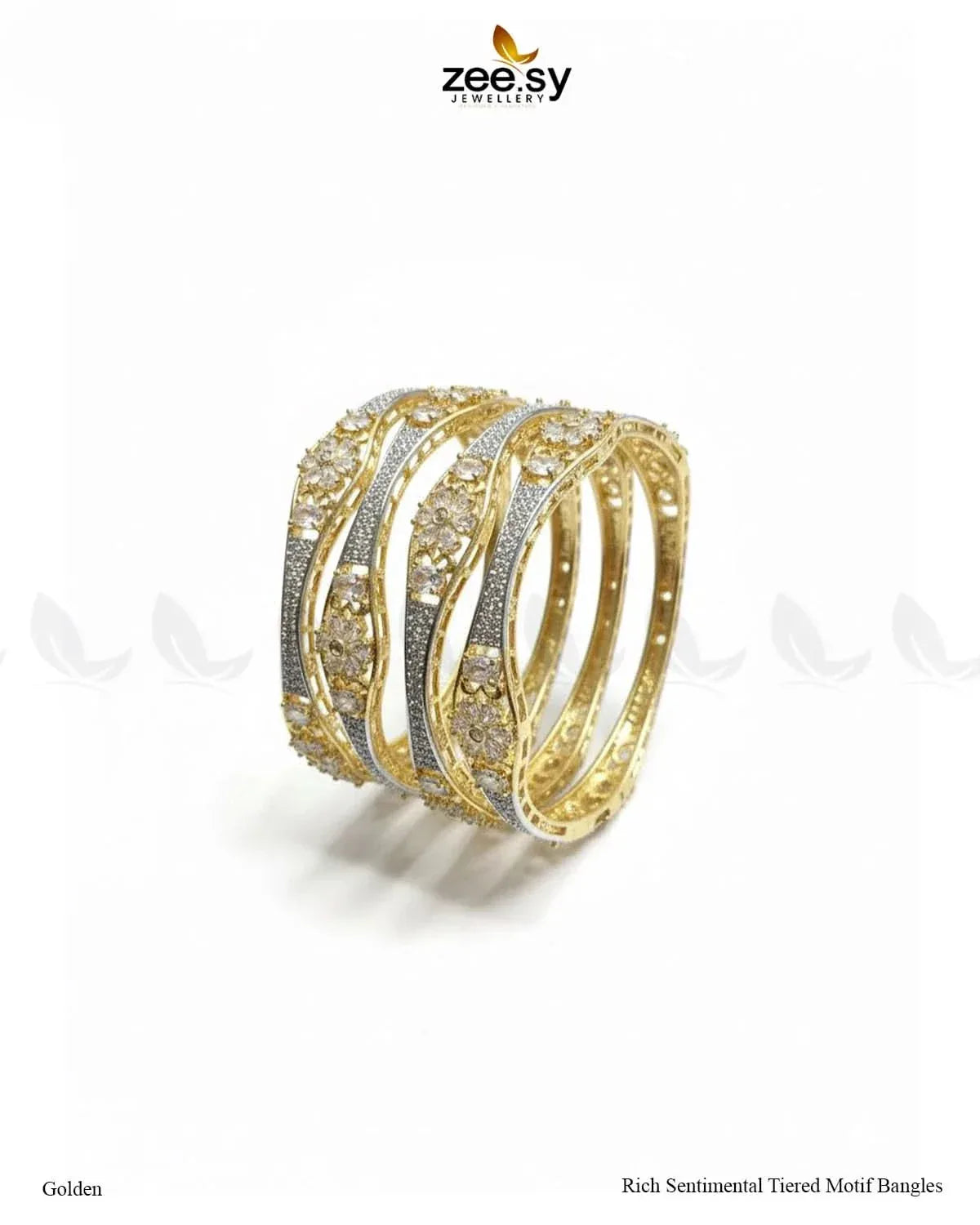 Rich Sentimental Tiered Motif Bangles - Two Tone BANGLES - Zeesy Jewellery Pakistan | Premium Artificial & Imitation Jewellery