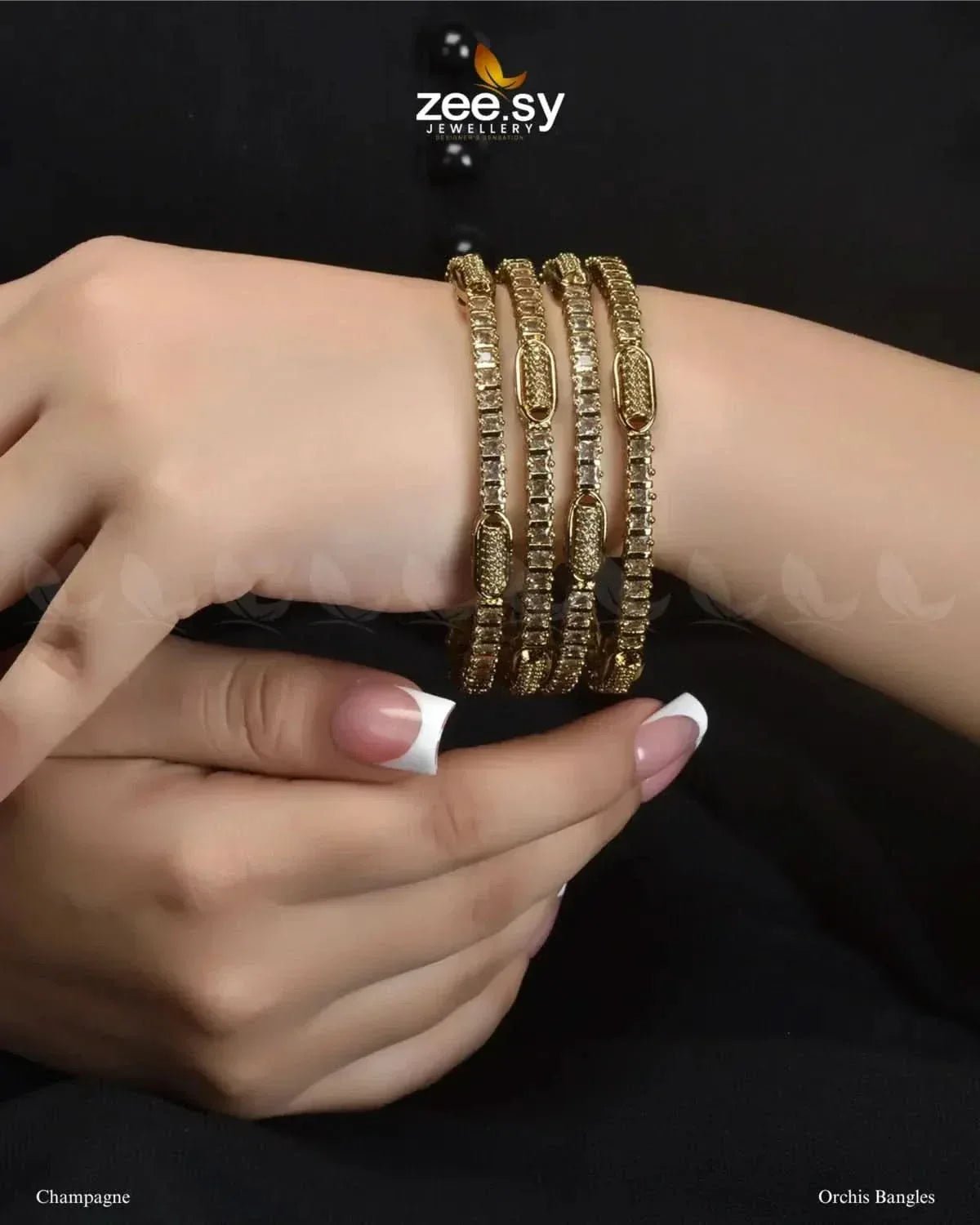 Orchis Bangles Champagne BANGLES - Zeesy Jewellery Pakistan | Premium Artificial & Imitation Jewellery