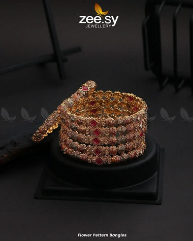Flower Pettern Bangles Red Bangles - Zeesy Jewellery Pakistan | Premium Artificial & Imitation Jewellery